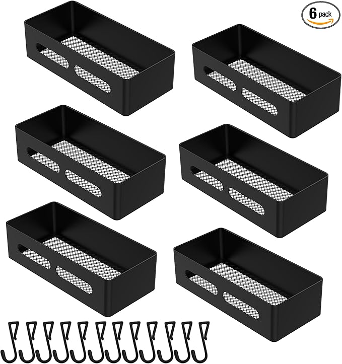 Magnetic Spice Storage Refrigerator Rack Seasoning Organizer Wall-Mounted Shelf with Hook for Kitchen Bathroom Organization (6, Black)