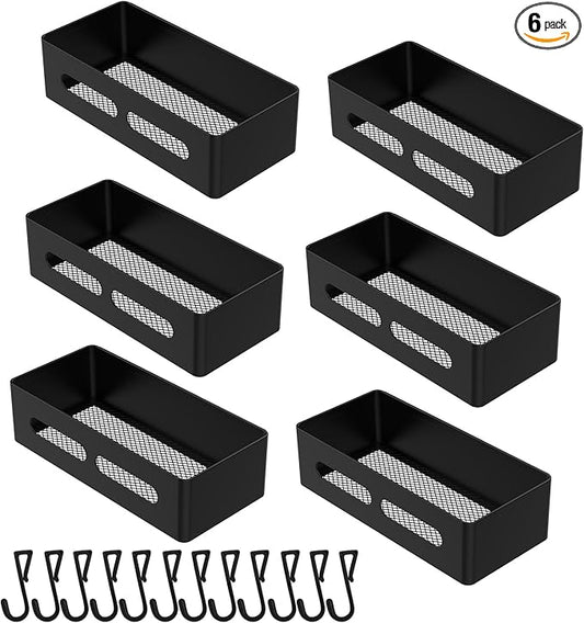 Magnetic Spice Storage Refrigerator Rack Seasoning Organizer Wall-Mounted Shelf with Hook for Kitchen Bathroom Organization (6, Black)