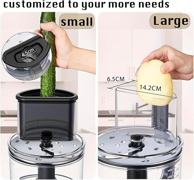 14 Cup Large Food Processor, XL Bowl, Large Chute for Blending, Mixing, Shredding, and Slicing, Meat and Vegetable Chopping, Doughing, All in One for kitchen,4 Speeds, 600W