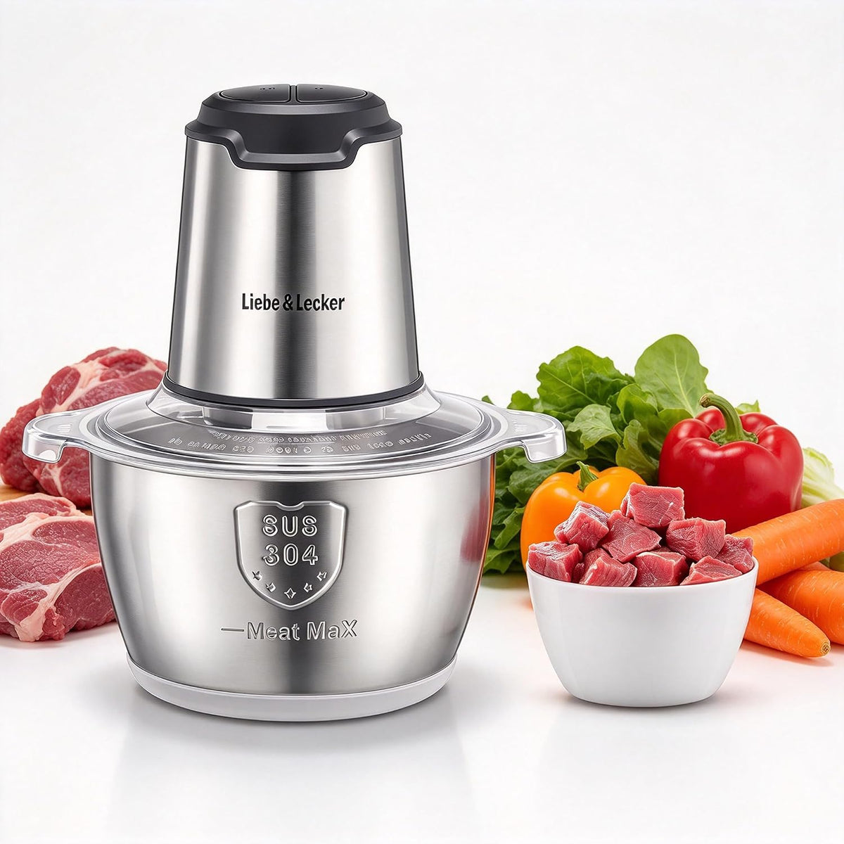 Electric Food Chopper, 350W Food Processor with 8-Cup Bowl