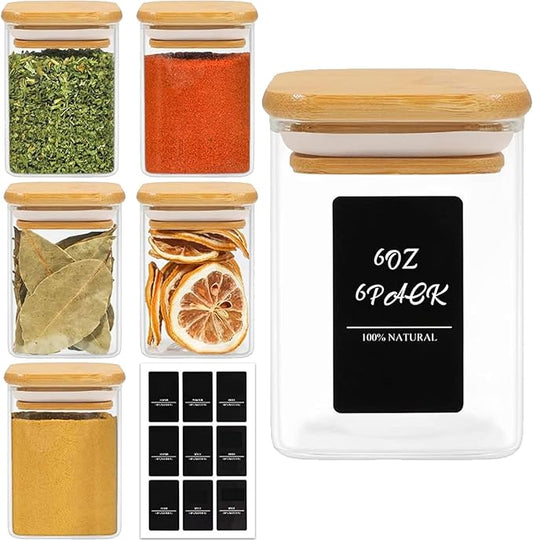 6Pcs 6 oz Spice Jars with Label Trial Set
