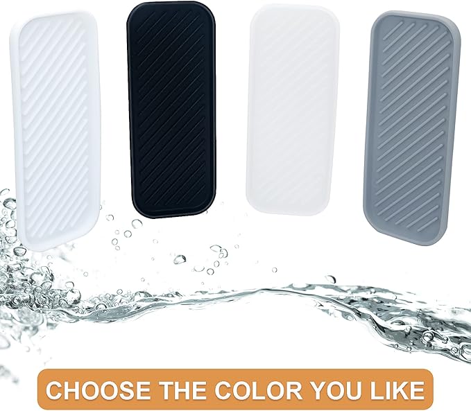 Silicone Organizer Tray, Soap and Sponge Holder for Kitchen Sink, Bathroom - Storage Tray for Dish Brush, Soap Dispenser, Dishwashing Accessories- 2 Pack (White)