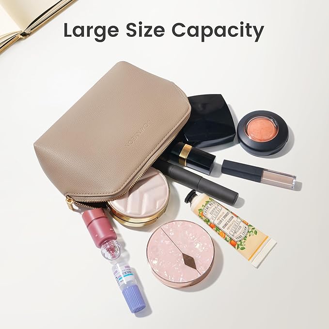 ROWNYEON Small Makeup Bag for Purse, Mini Portable Cosmetic Bags for Women, PU Leather Coin Purse Lipstick Cosmetic Accessories Organizer, Travel Makeup Pouch Zipper Pouch for Men Women