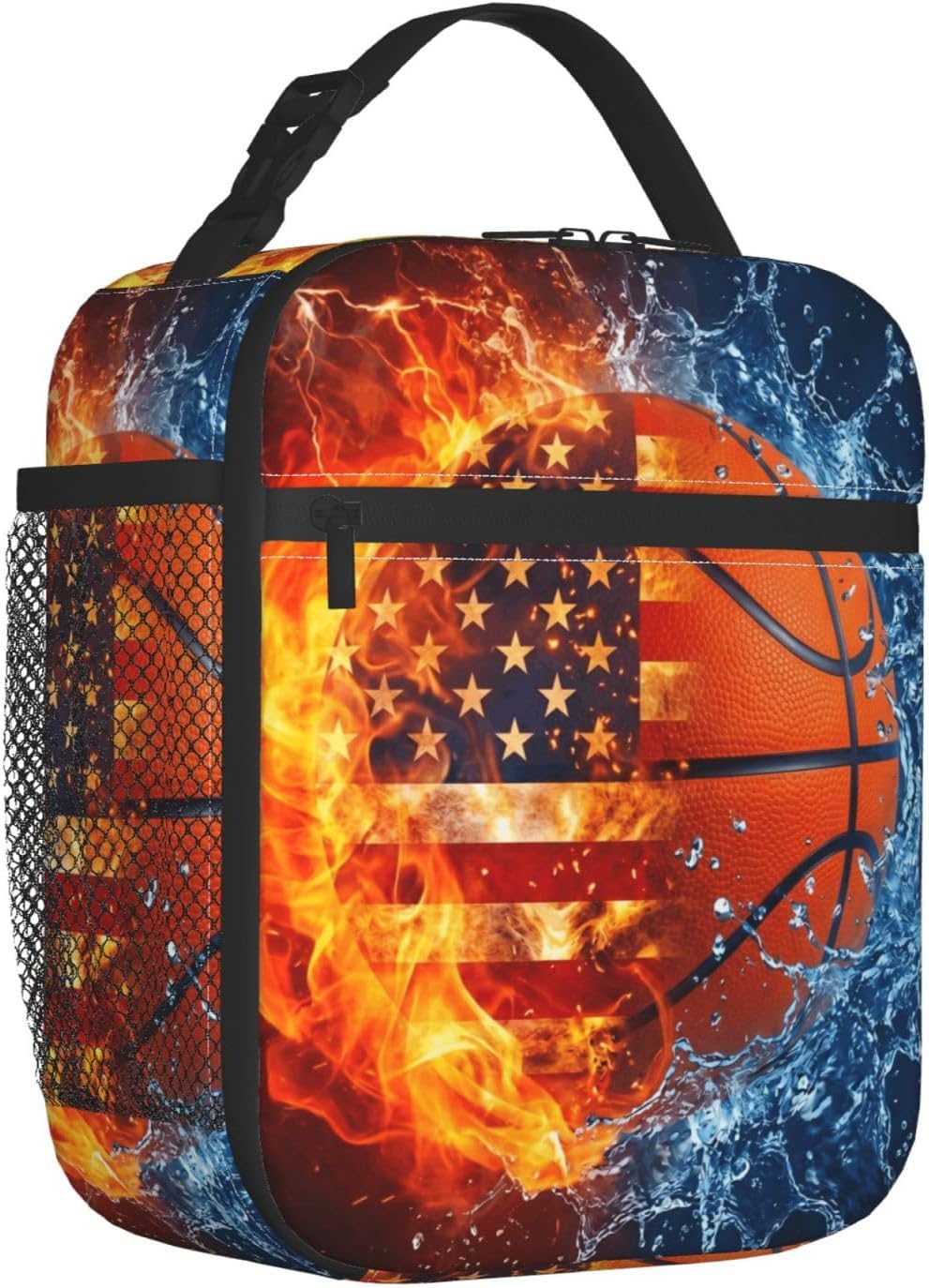 Basketball Texture Lunch Box for Men and Women, Reusable To Go Bag for Work Outdoor Activities