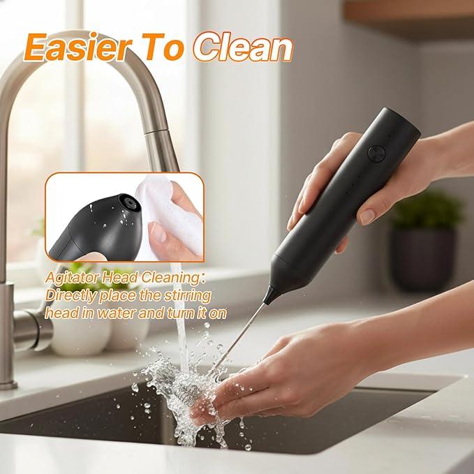 Handheld Milk Frother, Powerful Milk Frother for Coffee,Rechargeable Electric Frother with Stand,3-Speed Drink Mixer for Latte, Matcha, Protein Shakes, Hot Chocolate, Cappuccino, Egg Whisk