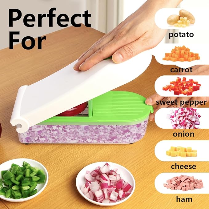 LHS Manual Food Processor Large Vegetable Chopper, 1004ML Pull String Chopper Garlic Mincer Onion Cutter for Veggies,Salad,Fruits, Nuts, BPA Free, WHITE