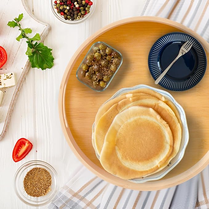 14in Bamboo Lazy Susan Organizer for Cabinet - Turntable Organizer fo Table Top, Pantry, Cabinet, Countertop & Kitchen | Spinning Spice, jar & Seasoning Storage Tray