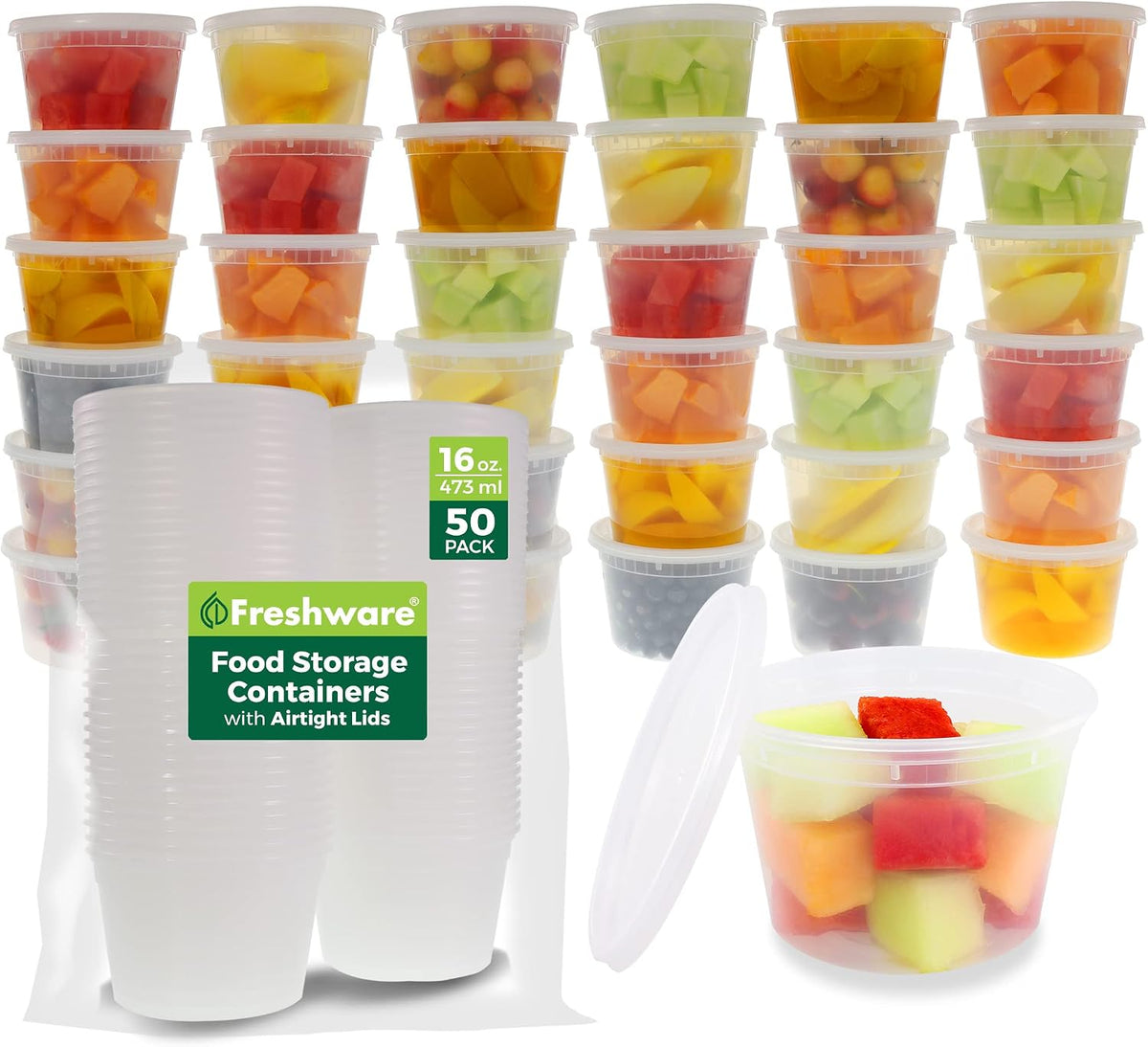 Food Storage Containers with Lids 16 oz [50 Set] Soup Containers