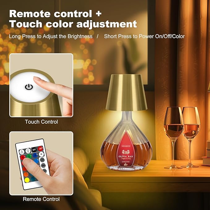 2026 New Wireless Bottle Lamp,RGB LED Bottle Light with Remote(RGB Gold Plating, 1pc)