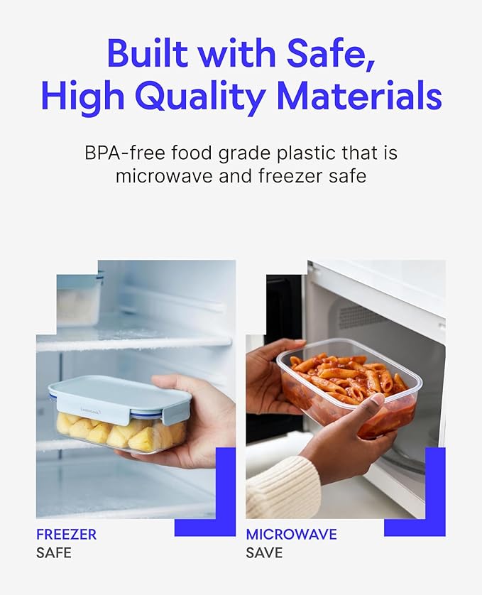 LocknLock Classic-Plus Plastic Food Storage Container | Airtight Plastic Food Storage Containers with Lids | BPA Free Stackable Food Storage for Meal Prep, Leakproof, Freezer & Dishwasher Safe, 2.1L