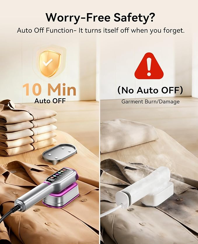DIGIX 2-in-1 Steamer & Iron, 10s Heat-up, LED Display, 6 Modes, 130ml Large Tank, Self Clean, 1200W Travel Steamer for Clothes, Portable Handheld Garment Steamer for Travel Home Office, Auto-off, 120V