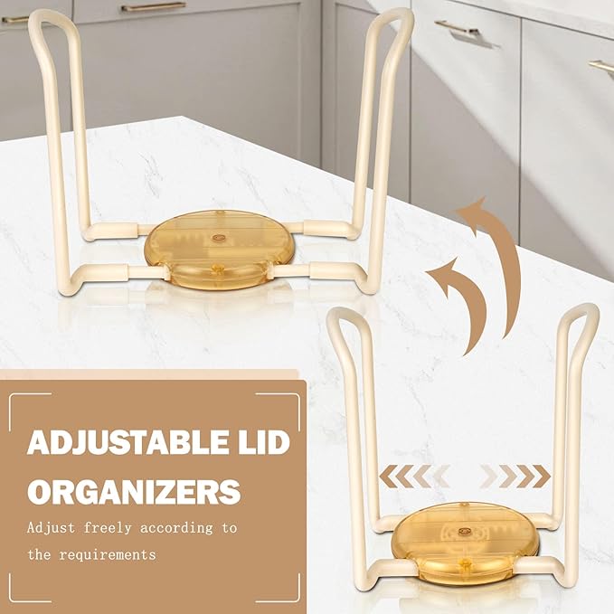 Adjustable Lids Organizer for Rubbermaid Brilliance Lids, Lid Organizers Inside Cabinet for Pyrex Snapware, Lids Holders Suitable for Storing Lids of Various Sizes（5.51in-8.27in）