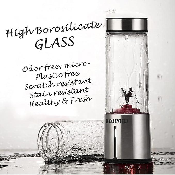 Portable Smoothie blender Glass bottle Mini USB rechargeable 2 battery Handheld Shakes blend Cup USB juicer Cordless Personal smoothies maker blender bottle mixer