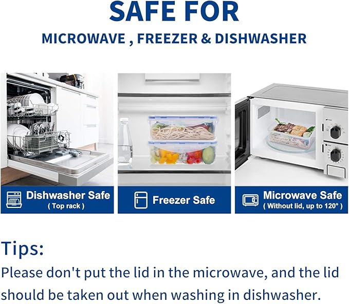 KIGI Reusable Meal Prep Containers with Lids, Airtight Food Storage Containers Set, Leak-proof for Food, Microwave, Freezer & Dishwasher Safe, 38.9Oz / 4.8 Cup, 4 Piece Set