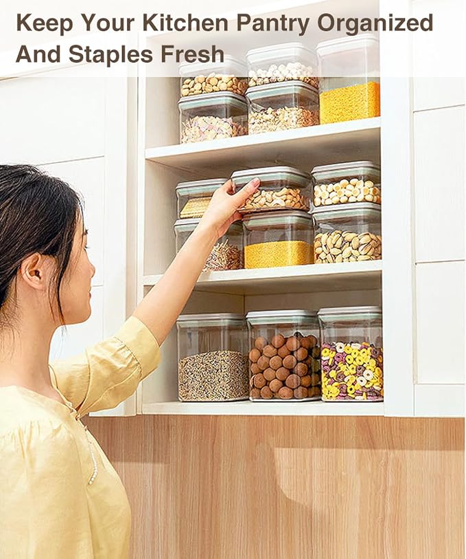 Melovom Pop Food Storage Containers Set Airtight Food Storage Containers with Pop Lids, Kitchen Pantry Organization and Storage, BPA Free, 2 x 2.8Qt