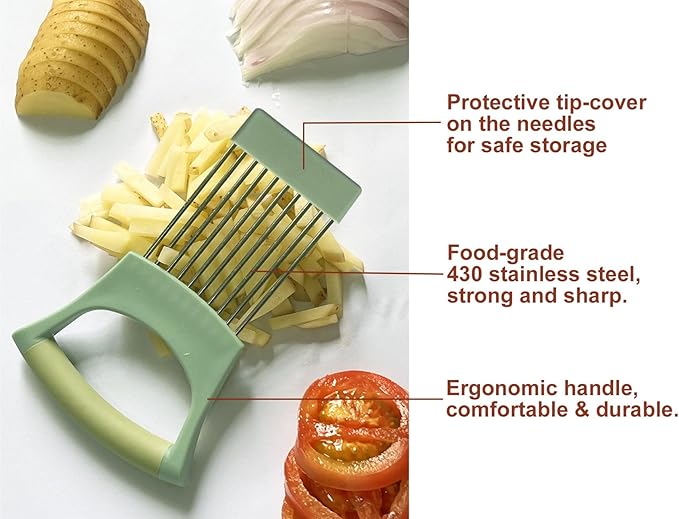 Onion Holder for Slicing Tomato Slice Holder Kitchen Chopper Assistant Tool,Vegetable Cutter with Protective Cover for Lemon,Potato,Egg,Food Slice Assistant,Kitchen Tool Gifts for Mom Grandma Women
