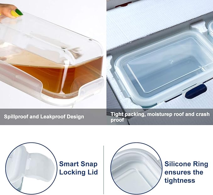 Bayco 8 Pack Glass Food Storage, Meal Prep Containers, Airtight with Lids - BPA-Free & Leak Proof (8 lids & 8 Containers) 30oz