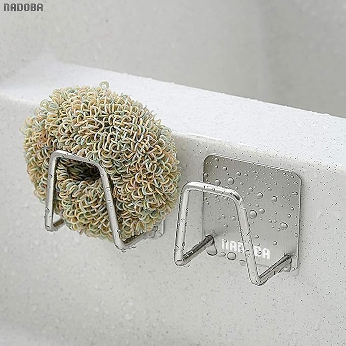 2-Pack Stainless Steel Sponge Holder for Kitchen Sink, Saves Counter Space – Compact Quick-Dry Kitchen Sink Sponge Holder – Easy Adhesive Install, Rust-Resistant | Fits Metal, Glass, Ceramic & Tile