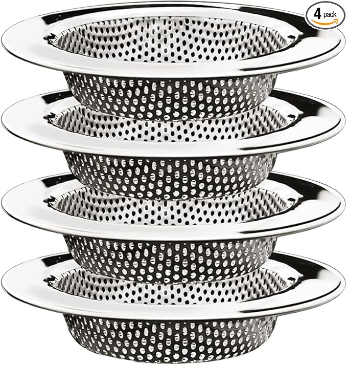 Seatery 4-Piece Kitchen Sink Strainers - 4.5 Inch Stainless Steel Sink Drain Filter with Food Scraps Catcher