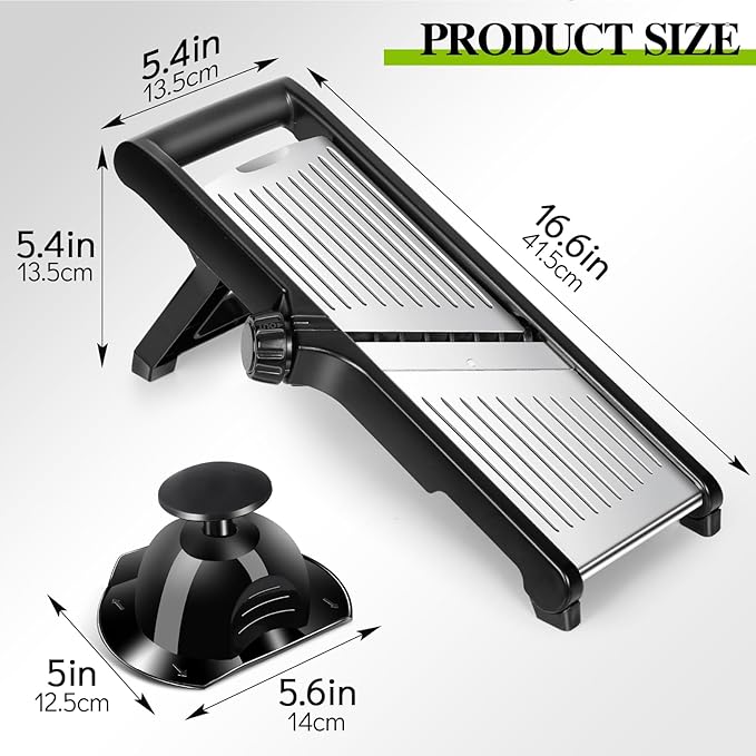 MASTERTOP Mandoline Slicer Adjustable Stainless Steel Food Slicer for Kitchen Vegetable Onion Potato Fruit French Fry Cutter Potato Chip Julienne Slicers with Cut Resistant Gloves