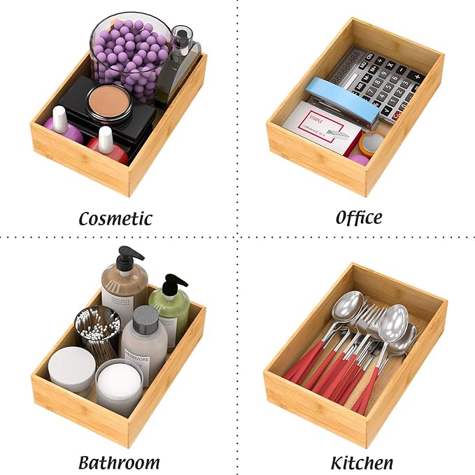 Bamboo Kitchen Drawer Organizer, 9"6"2.5"