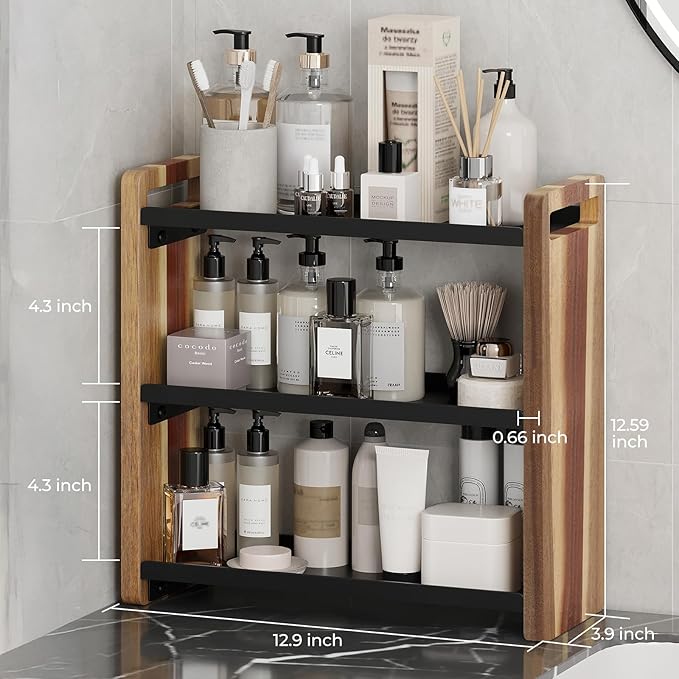 Bathroom Counter Organizer,Bathroom Counter Shelf,Bathroom Organizers,Under Sink Organizer,Cologne Organizer For Men,Cologne Cabinet,Spice Rack Organizer for Cabinet,Gifts(Acacia 3 Tier)