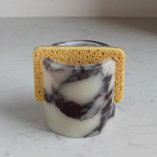 Natural Travertine Marble Sponge Holder for Kitchen Sink, Calacatta Viola Marble
