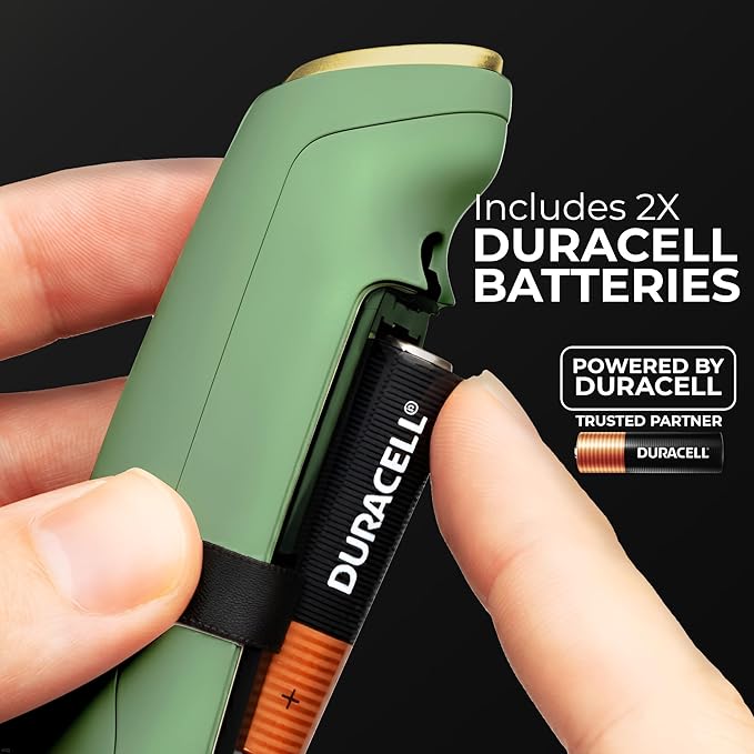 Zulay Kitchen Powerful Milk Frother Wand With Duracell Batteries - Ultra Fast Handheld Drink Mixer - Electric Whisk Foam Maker for Coffee, Lattes, Cappuccino & Matcha - Triple Whisk - Olive Gold
