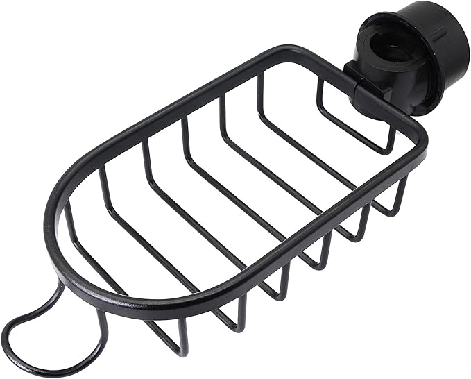 SinLoon Kitchen Faucet Sponge Holder, Sink Caddy Organizer, Space Aluminum Soap Dish Brush Rack Hanging for Kitchen & Bathroom Accessories(Black)
