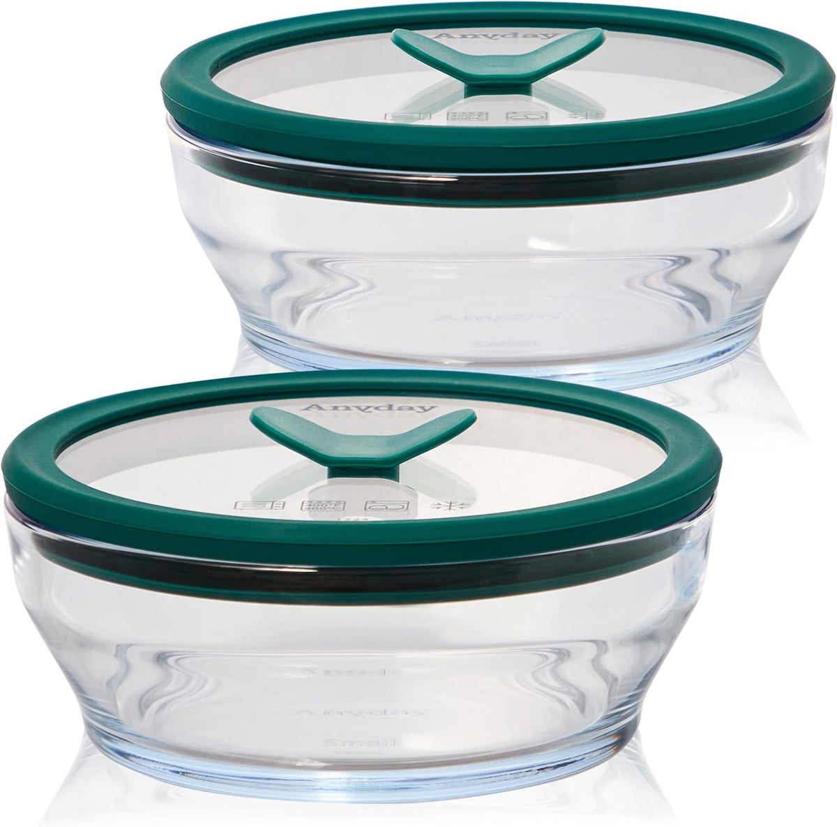 2-Pack 2-Cup Glass Food Storage Set (Clear Kale)
