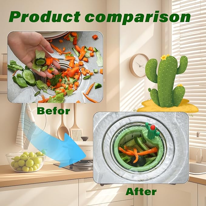 Cactus Kitchen Sink Drain Strainer, 2026 New Upgrade Self-Cleaning Press Dumping Basket, Faucet Hanging Filter Basket, Food Residue Collector Kitchen Bathroom Accessory (Yellow)