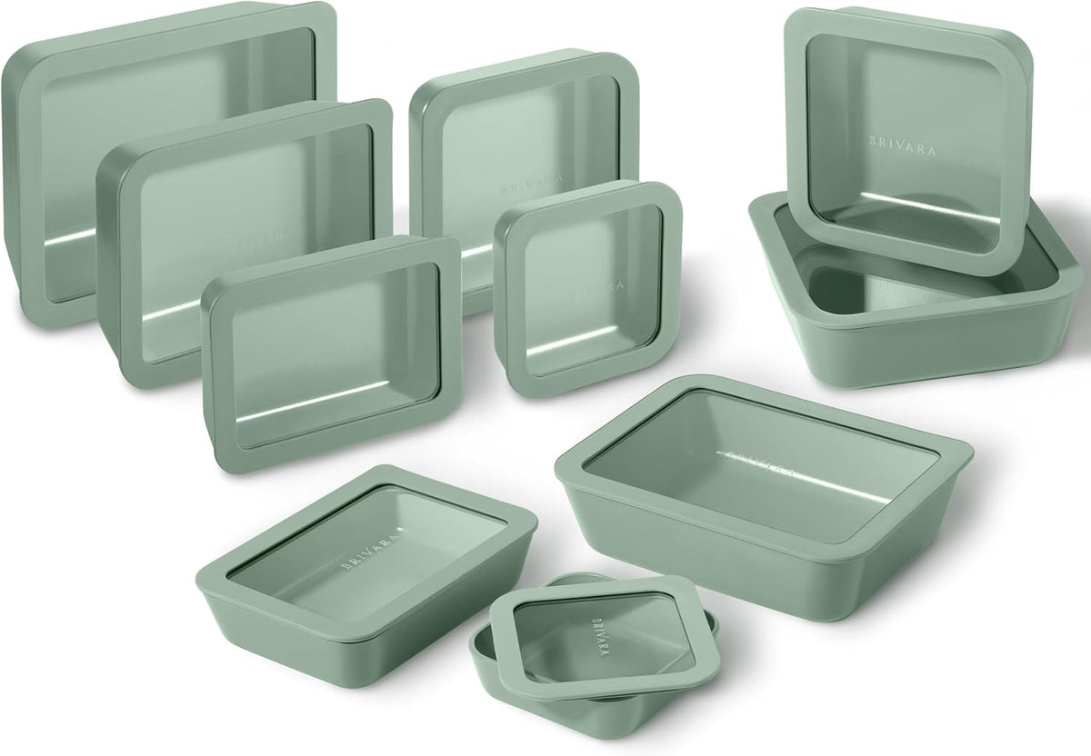 Glass Food Storage Containers with Lids, 20-Piece Set, Willow