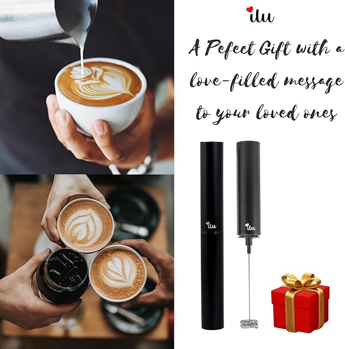 Rechargeable Milk Frother | Drink Mixer | Coffee Frother Handheld with USB-C Charging, stainless steel body, foam, stirrer for Milk, Coffee, matcha, cappuccino, latte, egg [BLACK]