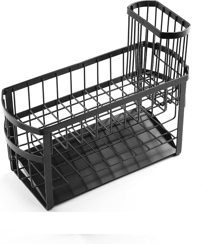 Kitchen Sink Organizer Rack,2-Tier Sink Caddy with Holder for Pot Brush,Oval Sink Organizer for Sponge
