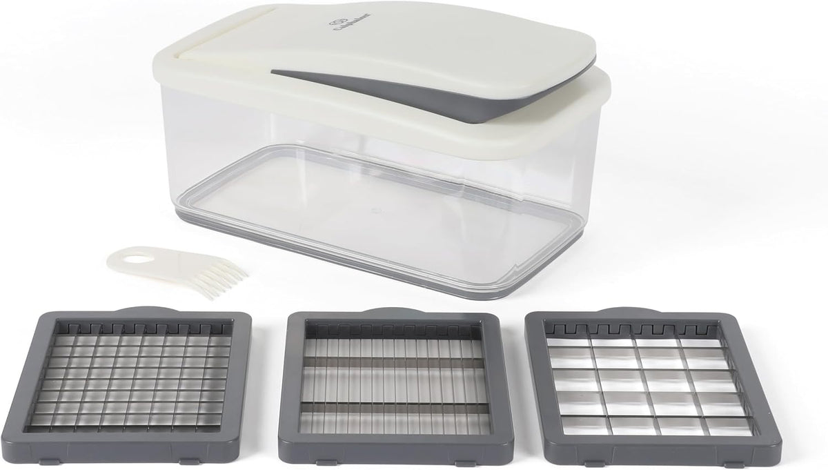 Aero Vegetable Chopper, 5-in-1 Food Chopper with Container, Manual Vegetable Dicer with Interchangeable Stainless Steel Blades for Slicing, Chopping & Meal Prep