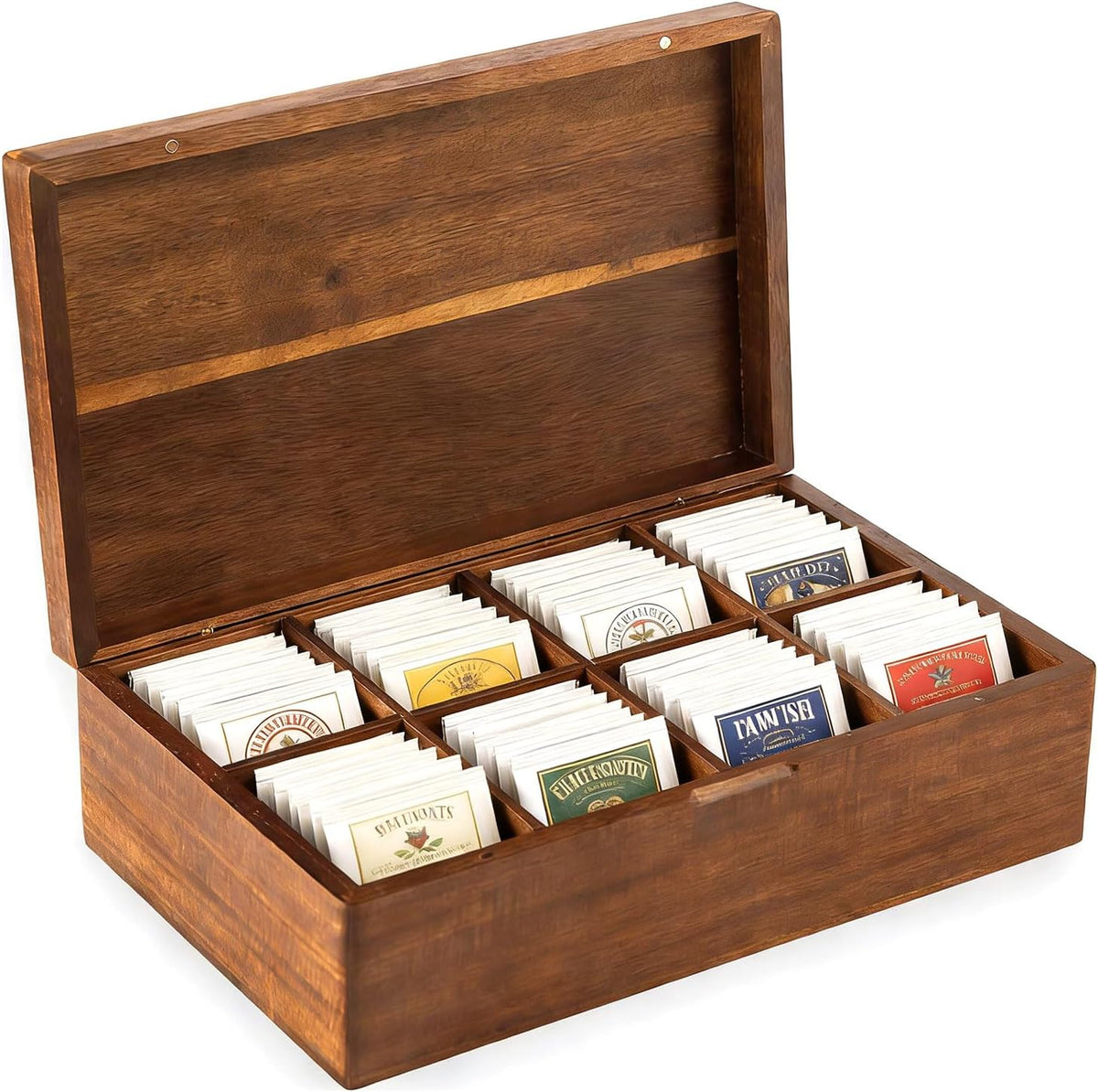 Acacia Wood Tea Bag Organizer with Compartments