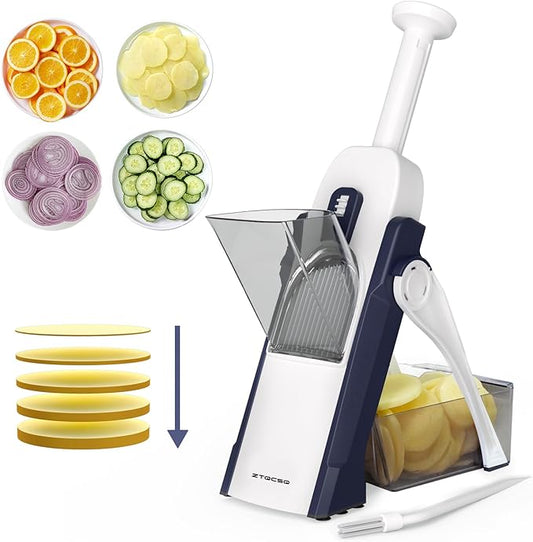 Safe Mandoline Slicer for Kitchen, Vegetable & Food Cutter & Thickness Adjustable 0.1-8 mm. Easy to Clean, Storage, Kitchen Faster Slice Artifact (Only Slice, Blue)