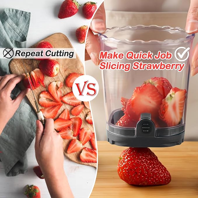 Creative Strawberry & Fruit Slicer - Detachable Cutter with Push Plate (Black + Pink)