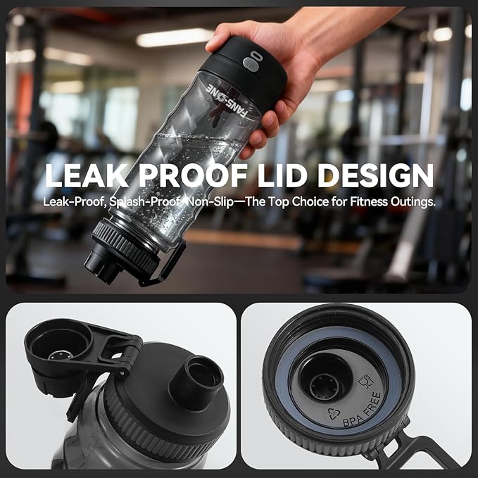FANS-ONE Electric Protein Shaker Bottle, 24 oz USB C Rechargeable Electric Mixer, Shaker Cups for Protein Shakes and Meal Replacements, Portable Blender Self Mixing Cup for Gym Workout, Black