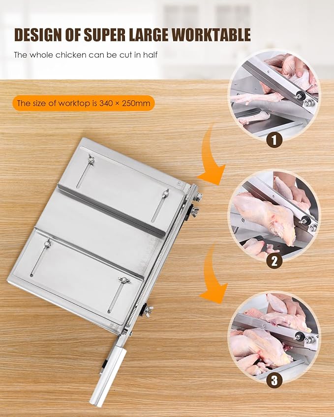 CGOLDENWALL 2 BLADES Manual Ribs Meat Chopper Slicer Stainless Steel Hard Bone Cutter Beef Mutton Household Vegetable Food Slicer Slicing Machine for Whole Chicken Rib Spine
