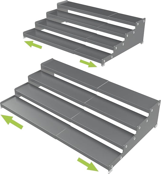 Jojocross 4-Tier Expandable Spice Rack (2 Packs) - Gun-Grey