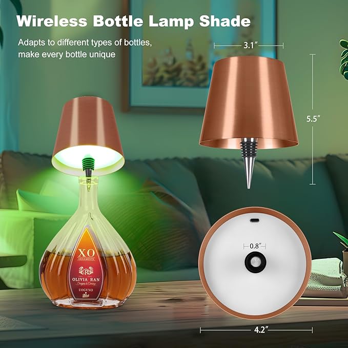 2026 New Wireless Bottle Lamp,RGB LED Bottle Light with Remote(RGB Rose Gold, 1pc)