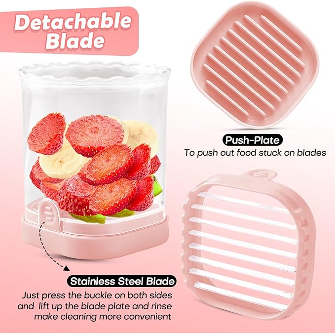 Creative Strawberry & Fruit Slicer - Detachable Cutter with Push Plate (Black + Pink)