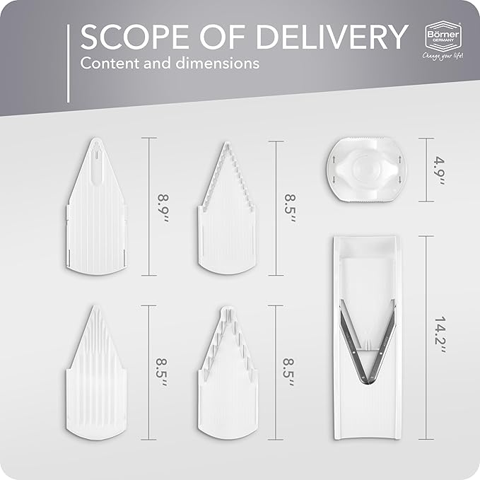 BORNER V Mandoline Slicer Kitchen V1 ClassicLine Starter Set | Vegetable Grater Börner - Quality Made in Germany, Color:White