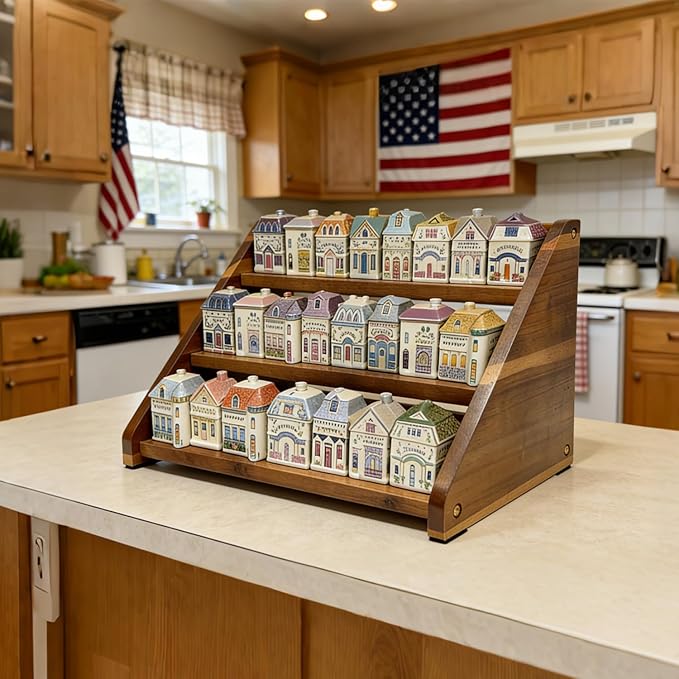 Acacia Wooden Spice Rack for Countertop - 3 Tiered Spice Rack Organizer for Cabinet - Kitchen Spices Organizers Holds 21 Jars - Spices Shelf for Kitchen Storage Pantry Seasoning Organizer