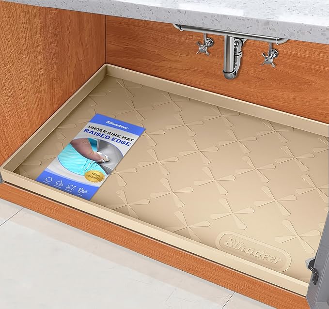 SIKADEER 22" x 22" Under Sink Mat Waterproof, Silicone Mat Kitchen Drawer Shelf and Cabinet Liner, Sink Protector for Kitchen Organizers and Storage, Boot Tray Pet Food Mats