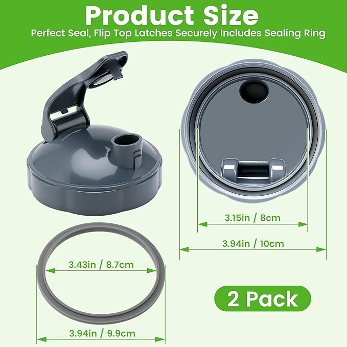 2Pcs Flip Top To Go Lids Replacement Parts for Nutribullet Blender Cups, Leak Proof Travel Flip Lid Fit 600W & 900W 18/24/32oz Nutribullet Cups, Portable Drinking Cup Cover Accessories