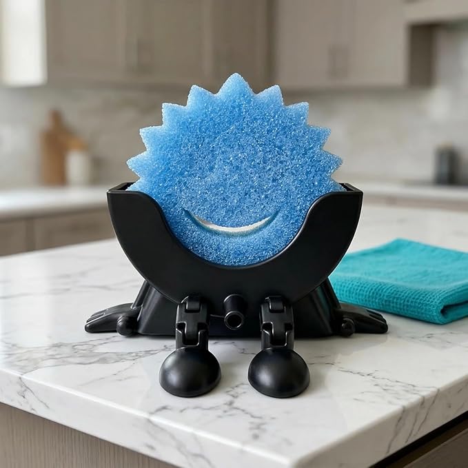 Cute Hanging Sponge Holder with Drainage, Peeing Scrub Sponge Holder, Ponge Holder for Kitchen Sink, Funny Sponge Stand for Kitchen Sink, 3D Printing Countertop Sponge Holders (Black)