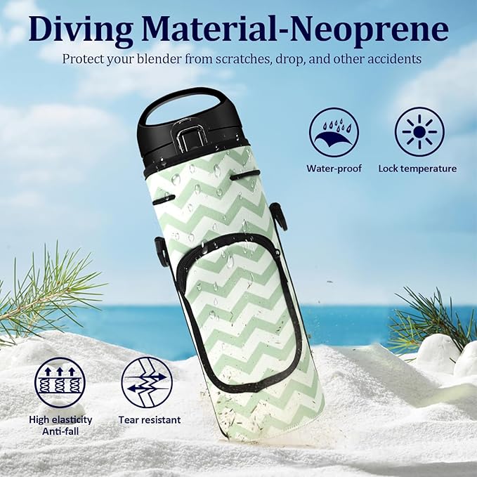 Portable Blender Carrying Case Bag for Magic Bullet Portable Blender (MBPB50100 MBPB50100W MBPB50100FP MBPB50100AK), Storage Bag for blender with Shoulder Strap and Pocket (White Green)