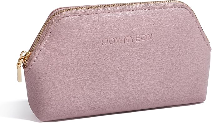 ROWNYEON Small Makeup Bag for Purse, Mini Portable Cosmetic Bags for Women, PU Leather Coin Purse Lipstick Cosmetic Accessories Organizer, Travel Makeup Pouch Zipper Pouch for Men Women
